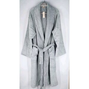 New Ink & Ivy Terry Belted Robe Unisex Size M/L Light Gray‎ Long Sleeve